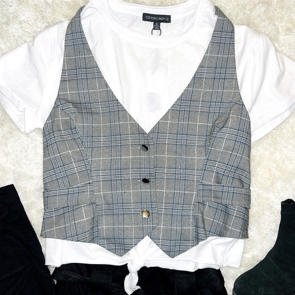 Vintage Daytrip Y2K Plaid Waistcoat - Picture 2 of 11